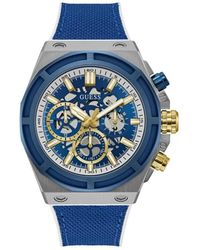 Guess - Armbanduhr masterpiece multifunktion blau, silber 47 mm gw0713g1 - Lyst