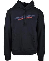 DIESEL - Hoodies & Sweatvesten ,Zwart ,Katoen Katoenen Gebreide Trui - Lyst