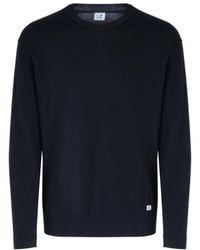 C.P. Company - Stylish Round-Neck Logo Knit Sweater - Lyst