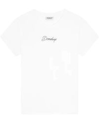 Dondup - T-Shirt Met Ronde Hals En Contrasterend Logo Borduursel - Lyst