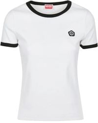 KENZO - Tops ,Wit ,Katoen Gots Boke Flower 2.0 Embroidered Fitted Rib T-Shirt - Lyst