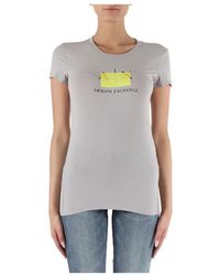 Armani Exchange - Camiseta de algodón elástico slim fit con logo - Lyst