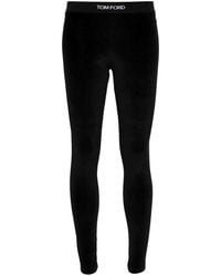 Tom Ford - Broeken ,Zwart ,Elastische Logo Tailleband Zwart/Wit Broek - Lyst