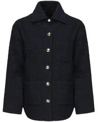 Pinko - Jassen ,Blauw ,Katoen Blauwe Sterrenmotief Jas Ruime Pasvorm - Lyst