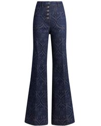 Etro - Denim Jeans Met Leren Logopatch - Lyst