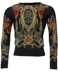 Dolce & Gabbana - Maglione in seta grigia con motivo medaglia barocca - Lyst