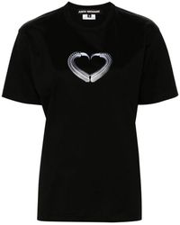 Junya Watanabe - Schwarze herzgrafik t-shirts und polos - Lyst