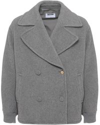 Moschino - Jassen ,Grijs ,Double-Breasted Knit Sleeve Jacket - Lyst