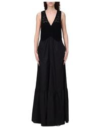 Twinset - Elegantes Schwarzes Kleid Mit Spitzen-Details - Lyst
