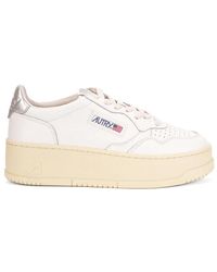 Autry - Weiße Plateau Niedrige Leder Flache Schuhe - Lyst