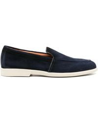 Santoni - Schoenen ,Blauw ,Suède Leren Suède Loafers Met Rubberen Zool - Lyst
