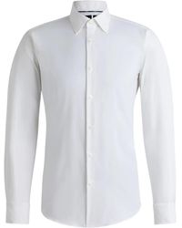 HUGO - Witte Twill Overhemd Met Performance Stretch - Lyst