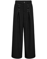 co'couture - Broeken ,Zwart ,Polyester Wijde Eyelet Broek Met Coole Details - Lyst