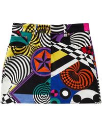 Versace - Rokken ,Veelkleurig ,Katoen Printed Velvet Mini Skirt - Lyst