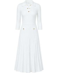 Michael Kors - Kleedjes ,Wit ,Leer Polo Flare Midi Jurk - Lyst