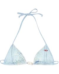 DIESEL - Triangel-bikini-top mit denim-print - Lyst