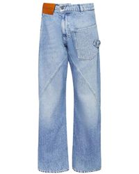 JW Anderson - Vaqueros Denim Azul Con Costuras Torcidas, Mujer, Talla - Lyst