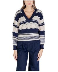 Ichi - V-Neck Knitwear - Lyst