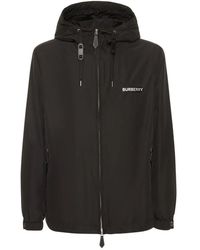Burberry - Jassen ,Zwart ,Polyester Windbreaker Met Capuchon - Lyst