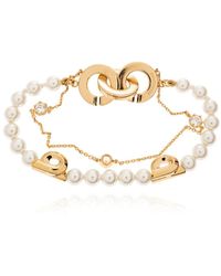 Ferragamo - Accessoires ,Geel ,Pearl Gancini Double Strand Bracelet - Lyst