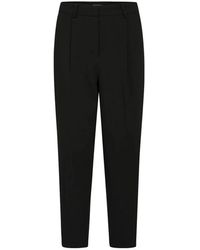 Bruuns Bazaar - Broeken ,Zwart ,Polyester Zwarte High-Waisted Cropped Baggy Broek - Lyst