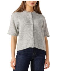 SELECTED - Truien & Vesten ,Grijs ,Lichtgrijze Gebreide Vest - Lyst