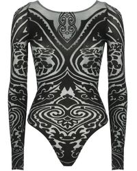 Wolford - Tops ,Zwart ,Wol Zwarte Paisley Tattoo Body Top - Lyst
