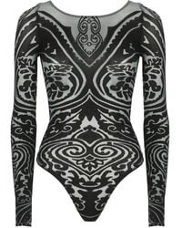 Wolford - Tops ,Zwart ,Wol Zwarte Paisley Tattoo Body Top - Lyst