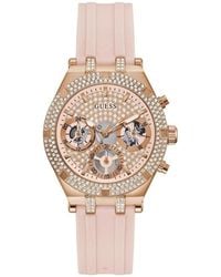 Guess - Accessoires ,Roze Silicone Analoog Horloge Met Datum - Lyst