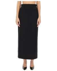 Lanvin - Rokken ,Zwart ,Polyester Fluid Lange Rok - Lyst