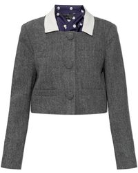 Self-Portrait - Jassen ,Grijs ,Wol Blazer Met Afneembare Sjaal - Lyst