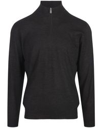 Fedeli - Dunkelgrauer Wollpullover - Lyst