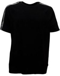 Moschino - Schwarzes baumwoll-t-shirt mit elastischen bändern - Lyst