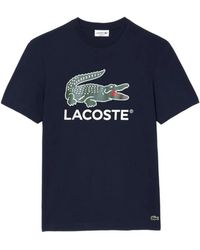 Lacoste - T-shirt a manica corta con monogramma - Lyst