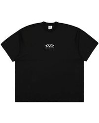 Vetements - Schwarzes rundhals-shirt mit geradem saum - Lyst