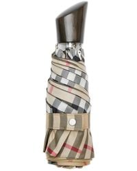 Burberry - Check Faltbarer Regenschirm - Lyst