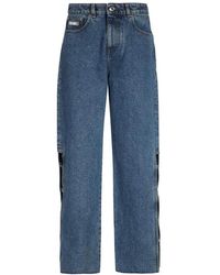Gcds - Jeans ,Blauw ,Katoen Wijde Jeans Met Zijsplitten - Lyst