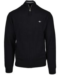 GANT - Truien & Vesten ,Zwart ,Wol Cardigan Met Rits - Lyst