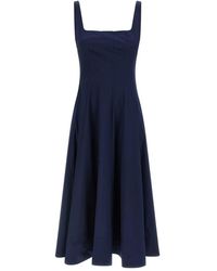 STAUD - Kleedjes ,Blauw ,Katoen Wells Midi Jurk - Lyst