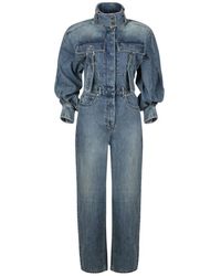 Zimmermann - Denim-Boilersuit Mit Hohem Kragen - Lyst