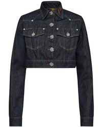 Philipp Plein - Denim Cropped Jacket Chains - Lyst