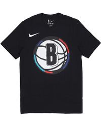 Nike - Fitness ,Zwart ,Katoen Brooklyn Nets Nba Logo Tee Zwart - Lyst