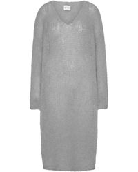 American Dreams - Graues Mohair V-Ausschnitt Strickkleid - Lyst