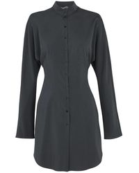 Cortana - Overhemden ,Groen ,Leer Fitted Long Shirt - Lyst