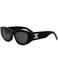 Celine - Geometrische Zwarte Zonnebril Met Grijze Lenzen - Lyst