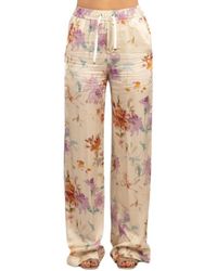 Herno - Broek Met Bloemenprint - Lyst