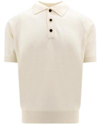 Lardini - Weißes t-shirt mit kurzen ärmeln und emailliertem knopfverschluss - Lyst