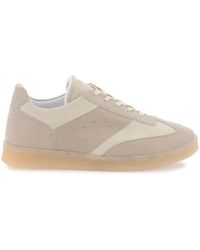 MM6 by Maison Martin Margiela - Sneakers court in pelle e camoscio a contrasto - Lyst