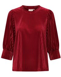 Kaffe - Overhemden ,Rood ,Rode Haute Blouse Met Pofmouwen - Lyst