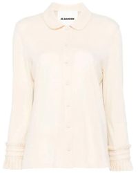 Jil Sander - Overhemden ,Leer Peter Pan Collar Shirt - Lyst